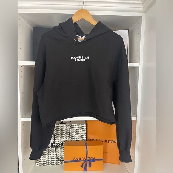 I Am Gia Madness Cropped Hoodie Sweatshirt in black M - Picture 3 of 9